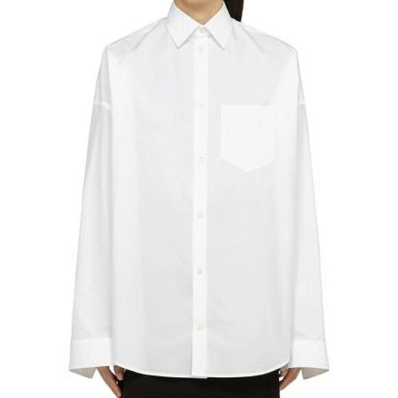 Balenciaga White Cotton Dress Women's Shirt - Picture 2 of 4